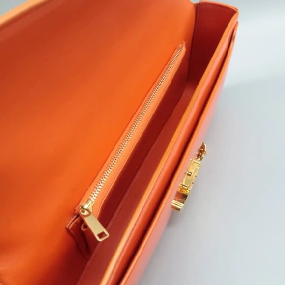 Celine Orange Shoulder Bag with Gold Chain - Picture 9 of 11